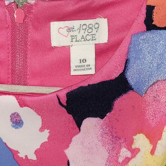 The Children's Place Size 10 Vibrant Floral Skater Dress - Pink, Yellow, Blue - Picture 2 of 4